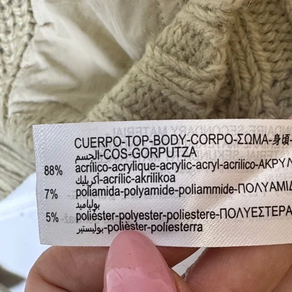 Zara Chunky Knit Pocket Sweater Sage Green Cropped Boxy Cozy Pullover Large - Picture 8 of 11